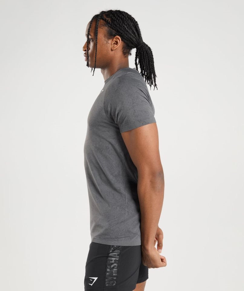 Men's Gymshark Geo Seamless T-Shirts Grey | NZ 9CJGOZ